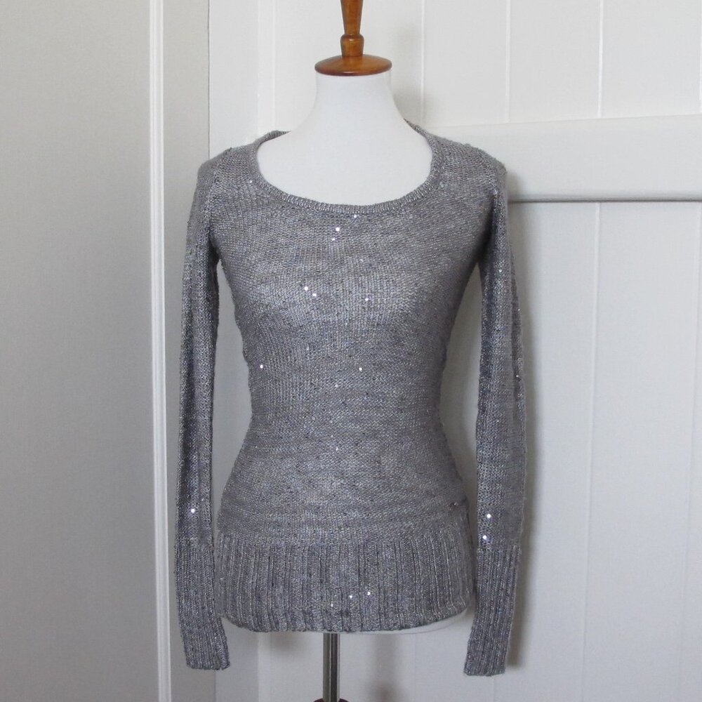 GUESS | Sequined Knit Sweater Ribbed Cuffs and Hem — Sparkle & Cozy All in One